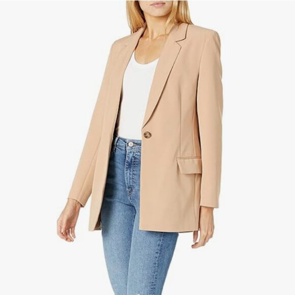 NWT The Drop Oversized Women's Blake Tan Cream Praline Long Blazer Small - Picture 1 of 10